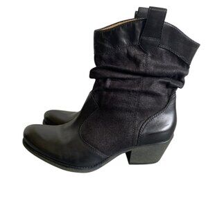 Earth Spirit Leather Slouch Western Black Booties Sz 9​​​